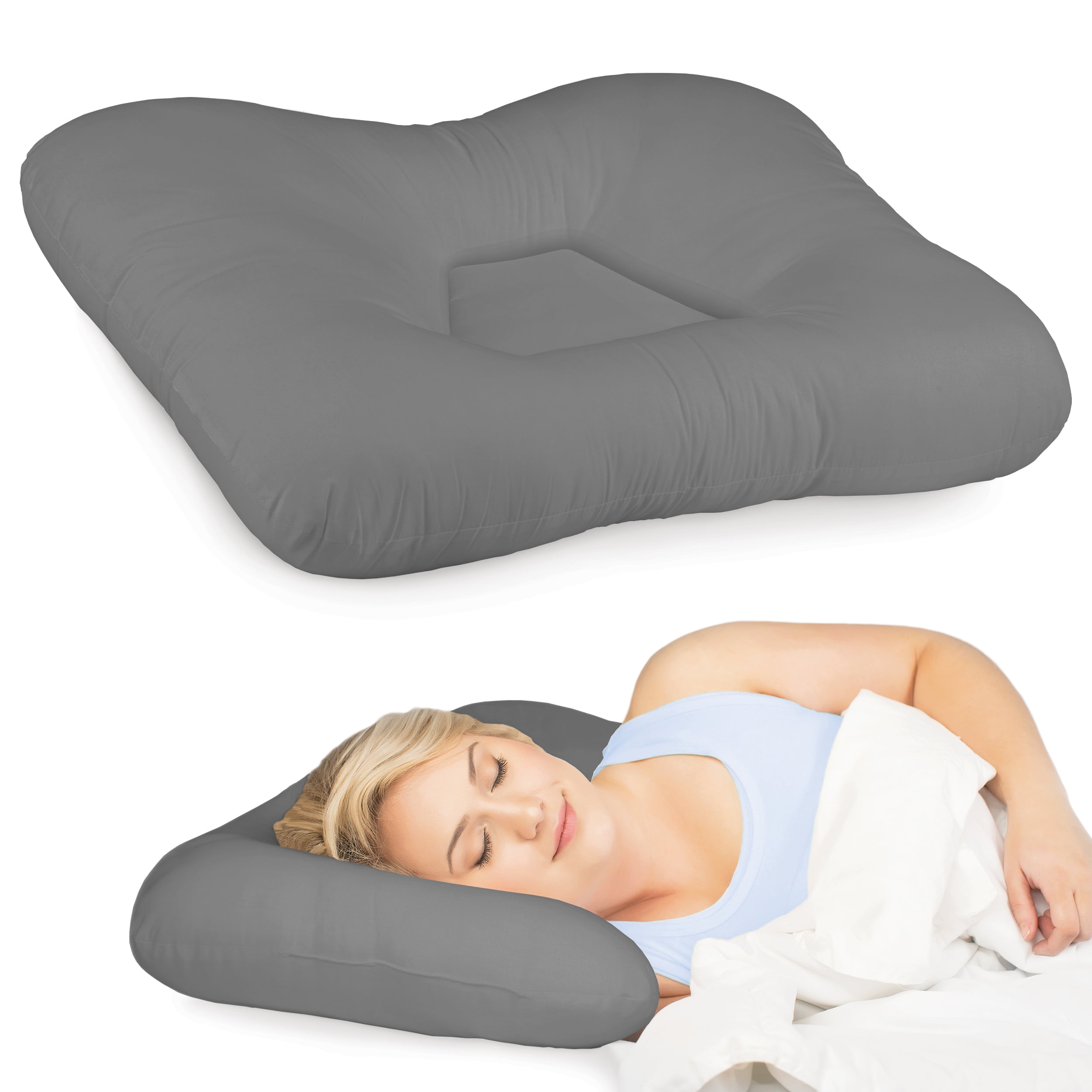 Core Products Tri Core Cervical Support Pillow for Neck Shoulder and Back Pain Relief Ergonomic Orthopedic Contour for Back and Side Sleepers Assembled in the USA Firm Petite Gray Walmart