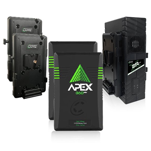 Core SWX 2x Apex 360 29.6V 367Wh Lithium-Ion Battery with GP-X2RHV 2-Position Rapid Charger & Direct Connect Plate Kit