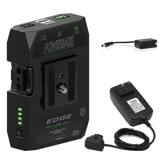 Core SWX PowerBase Edge Lite 49Wh 14.8V Small Form Cine Base Battery Pack and 1.5A Single-Position D-Tap Charger With EDGE 6" Sony A7 FZ100 Battery Cable