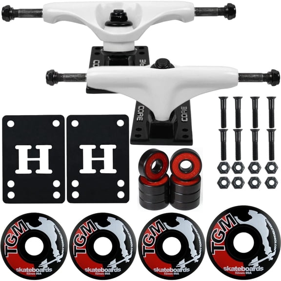 Core Skateboard Package 5.0" White Trucks with 52mm Black Wheels + Components