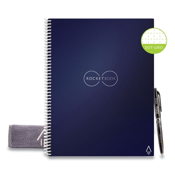 Rocketbook EVR-L-RC-CDF-FR Everlast Smart Reusable Notebook, Dotted Rule, Midnight Blue Cover, 8.5 X 11, 16 Sheets