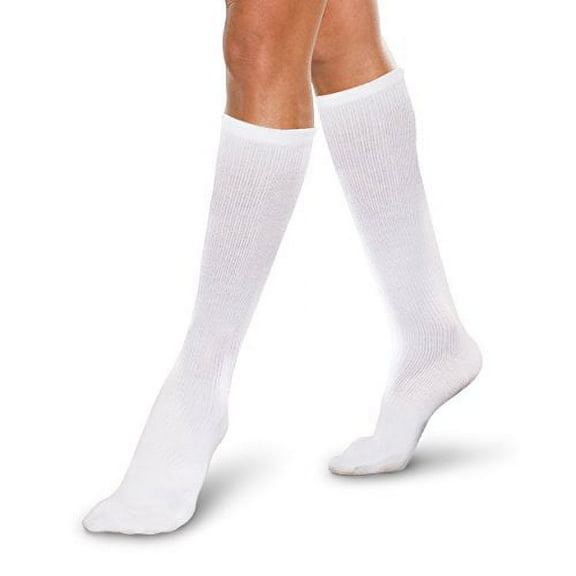 Core-Spun 15-20mmHg Medical Mild Graduated Knee High Compression Socks (White, Large)