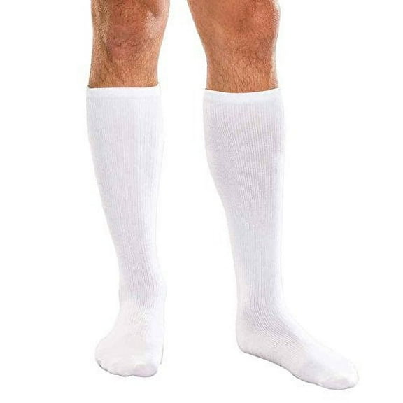 Core-Spun 15-20mmHg Medical Mild Graduated Knee High Compression Socks (White, XL)