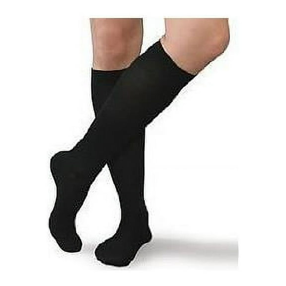 Core-Spun 20-30mmHg Moderate Graduated Compression Support Knee High Socks (Black, Large)
