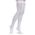 thumbnail image 1 of Core-Spun 20-30mmHg Moderate Graduated Compression Support Thigh High Socks (White, Large Short), 1 of 1