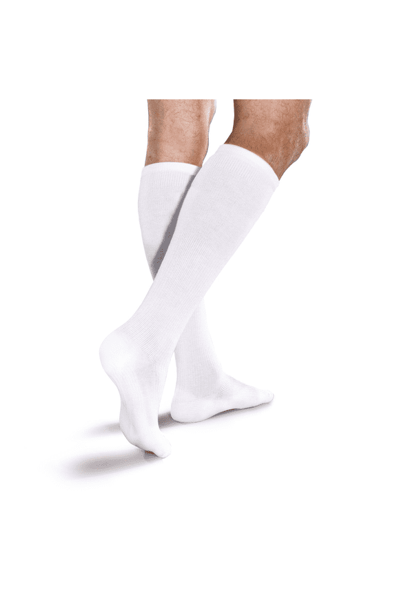 by Therafirm 15-20mmHg Moderate Support Compression Socks - White/Grey/Pink Thin Line, Large