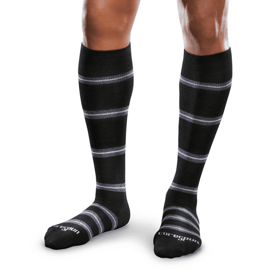 Core-Spun by Therafirm 20-30mmHg Moderate Support Compression Socks - White/Grey/Black Monogradient, Small