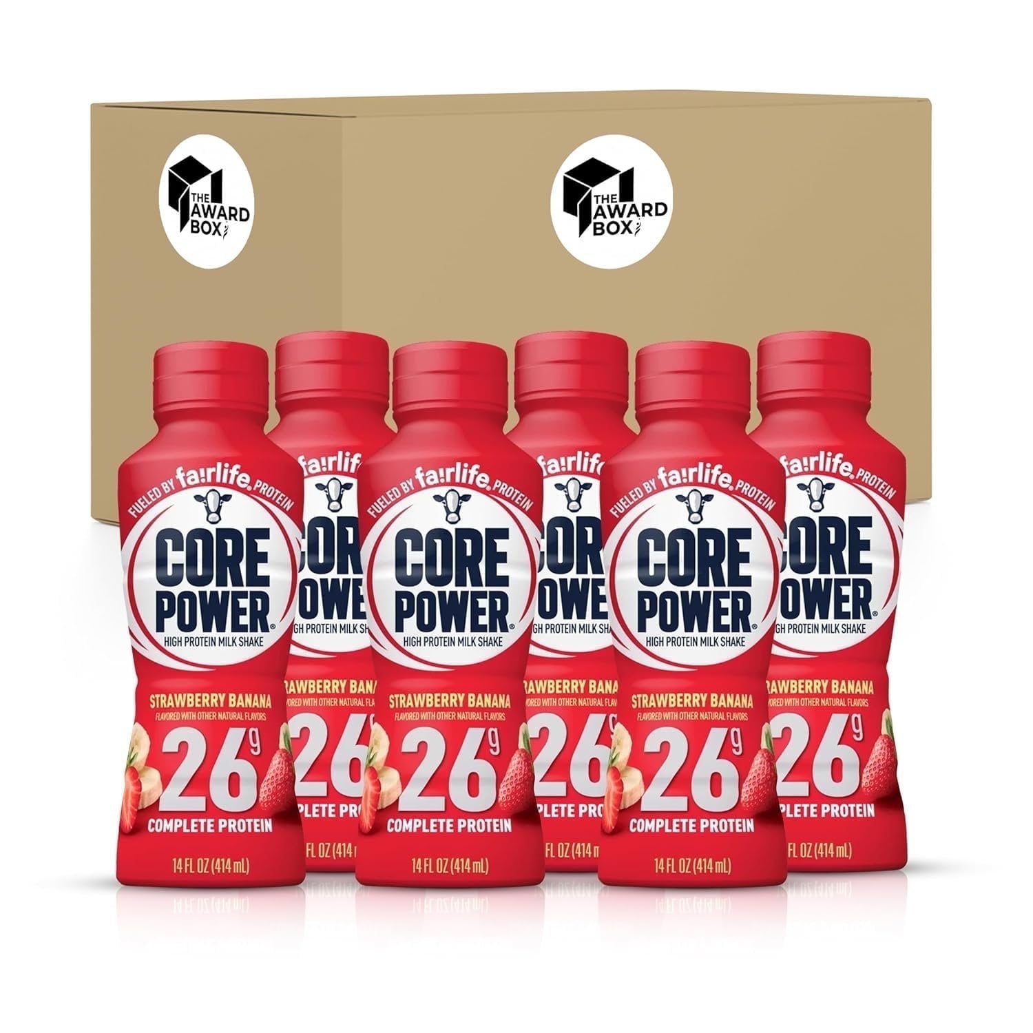 Core Power Elite Failrlife High Protein Shakes Strawberry Banana 14 oz in The Award Box - Pack of 6