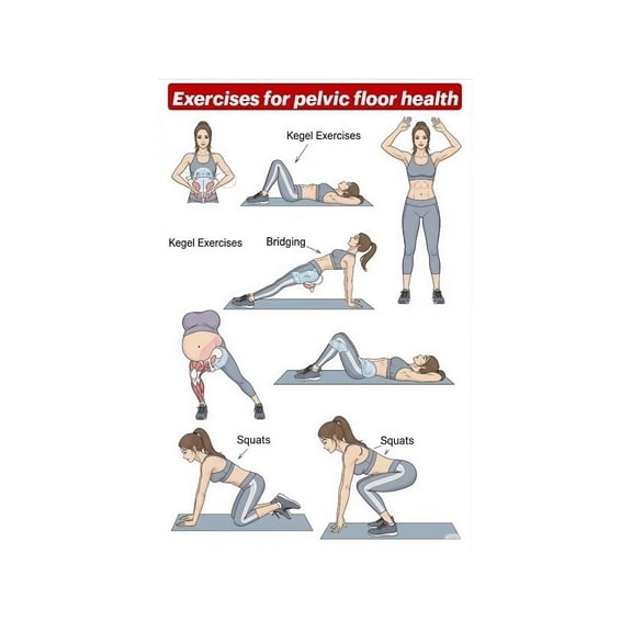 Core Strength Exercise Chart Metal Sign Informative Pelvic Floor Guide For Womens Health Home Workout Space Wall Decor 12x8 Inch
