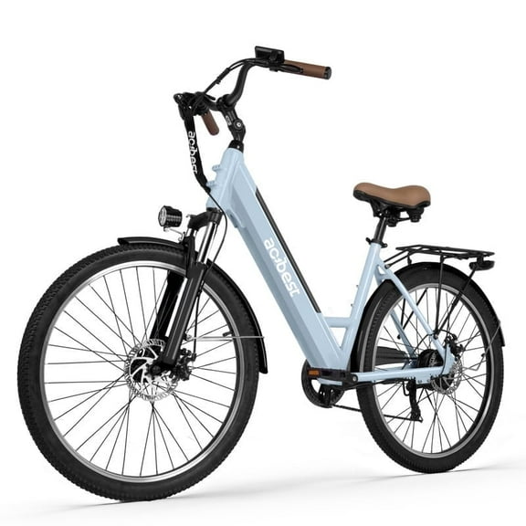 Core-Swept Step Thru Electric Bike for Adults, Peak 749W Brushless Motor Ebike,26 inch Electric Bicycle, 7 Speed E-BikesBlue