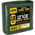 thumbnail image 1 of Core Tarps 10 Mil Heavy Duty Tarp Tarpaulin Waterproof Cover, Green and Black 12 x 16Ft, 1 of 7