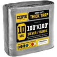 thumbnail image 1 of Core Tarps 10 Mil Heavy Duty Tarp Tarpaulin Waterproof Cover, Silver and Black 100 x 100Ft, 1 of 7