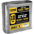 thumbnail image 1 of Core Tarps 10 Mil Heavy Duty Tarp Tarpaulin Waterproof Cover, Silver and Black 12 x 12Ft, 1 of 7