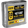 thumbnail image 1 of Core Tarps 10 Mil Heavy Duty Tarp Tarpaulin Waterproof Cover, Silver and Black 40 x 80Ft, 1 of 7