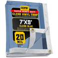 thumbnail image 1 of Core Tarps 20 Mil Extreme Heavy Duty Clear Tarp with Gromments - 7x9ft Super Clear Tarps Heavy Duty Waterproof Vinyl Tarpaulin, Transparent Tarp for Outdoor, Camping & Construction, Clear Blue, 1 of 7