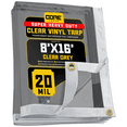 thumbnail image 1 of Core Tarps 20 Mil Extreme Heavy Duty Clear Tarp with Gromments - 8x16ft Super Clear Tarps Heavy Duty Waterproof Vinyl Tarpaulin, Transparent Tarp for Outdoor, Camping & Construction, Clear Grey, 1 of 8