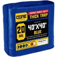 thumbnail image 1 of Core Tarps 20 Mil Heavy Duty Tarp Camping Tarpaulin Waterproof Cover, Blue 40' x 40', 1 of 8