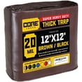 thumbnail image 1 of Core Tarps 20 Mil Heavy Duty Tarp Tarpaulin Waterproof Cover, Brown/Black 12' x 12', 1 of 8