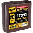 thumbnail image 1 of Core Tarps 20 Mil Heavy Duty Tarp Tarpaulin Waterproof Cover, Brown/Black 20' x 40', 1 of 8