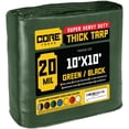thumbnail image 1 of Core Tarps 20 Mil Heavy Duty Tarp Tarpaulin Waterproof Cover, Green/Black 10' x 10', 1 of 8