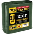 thumbnail image 1 of Core Tarps 20 Mil Heavy Duty Tarp Tarpaulin Waterproof Cover, Green/Black 12' x 16', 1 of 8