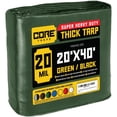 thumbnail image 1 of Core Tarps 20 Mil Heavy Duty Tarp Tarpaulin Waterproof Cover, Green/Black 20' x 40', 1 of 8
