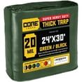 thumbnail image 1 of Core Tarps 20 Mil Heavy Duty Tarp Tarpaulin Waterproof Cover, Green/Black 24' x 30', 1 of 8