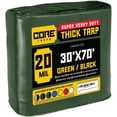 thumbnail image 1 of Core Tarps 20 Mil Heavy Duty Tarp Tarpaulin Waterproof Cover, Green/Black 30' x 70', 1 of 8