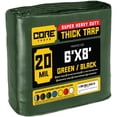 thumbnail image 1 of Core Tarps 20 Mil Heavy Duty Tarp Tarpaulin Waterproof Cover, Green and Black 6 x 8Ft, 1 of 7