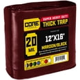 thumbnail image 1 of Core Tarps 20 Mil Heavy Duty Tarp Tarpaulin Waterproof Cover, Maroon/Black 12' x 16', 1 of 8
