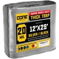thumbnail image 1 of Core Tarps 20 Mil Heavy Duty Tarp Tarpaulin Waterproof Cover, Silver/Black 12' x 25', 1 of 8