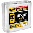 thumbnail image 1 of Core Tarps 20 Mil Heavy Duty Tarp Camping Tarpaulin Waterproof Cover, White 10' x 10', 1 of 8