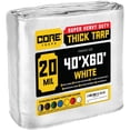 thumbnail image 1 of Core Tarps 20 Mil Heavy Duty Tarp Tarpaulin Waterproof Cover, White 40' x 60', 1 of 8
