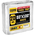 thumbnail image 1 of Core Tarps 20 Mil Heavy Duty Tarp Tarpaulin Waterproof Cover, White 50' x 100', 1 of 8