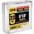 thumbnail image 1 of Core Tarps 20 Mil Heavy Duty Tarp Camping Tarpaulin Waterproof Cover, White 6' x 8', 1 of 8