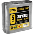 thumbnail image 1 of Core Tarps 5 Mil Classic Tarp Tarpaulin Waterproof Cover, Silver and Black 30 x 50Ft, 1 of 7