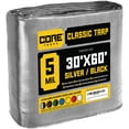 thumbnail image 1 of Core Tarps 5 Mil Classic Tarp Tarpaulin Waterproof Cover, Silver and Black 30 x 60Ft, 1 of 7