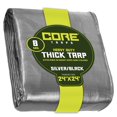 thumbnail image 1 of Core Tarps 8 Mil Heavy Duty Tarp Camping Tarpaulin Waterproof Cover, Silver/Black 24′ X 24′Ft, 1 of 7