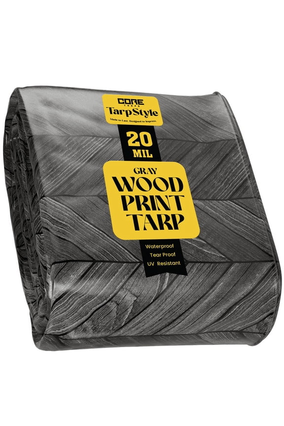 Extreme Heavy Duty 20 Mil Tarp Cover, Waterproof, UV Resistant, Rip and Tear Proof, Poly Tarpaulin with Reinforced Edges for Roof, Camping, Patio, Pool , Boat (Grey Wood/Black 10′ X 12′)