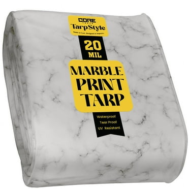Core Tarps Extreme Heavy Duty 20 Mil Tarp Cover, Waterproof, UV Resistant, Rip and Tear Proof, Poly Tarpaulin with Reinforced Edges for Roof, Camping, Patio, Pool , Boat (Marble/White 6′ X 8′)