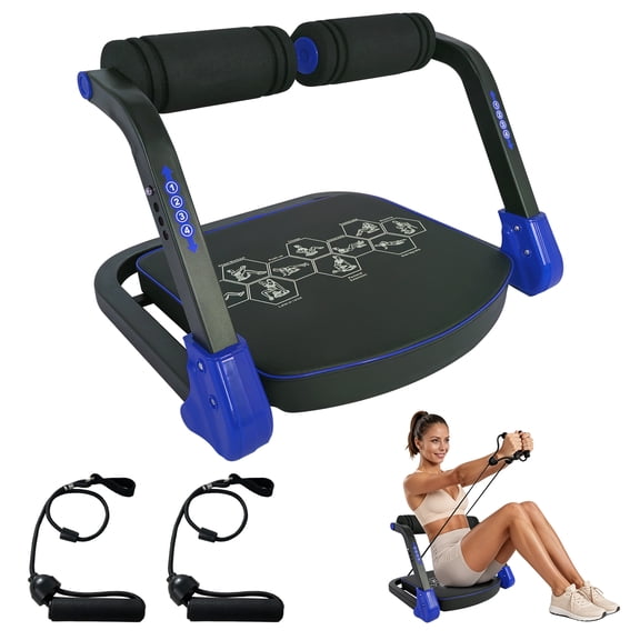 Core Trainer Abdominal Machine for Home Gym with Resistance Bands Blue