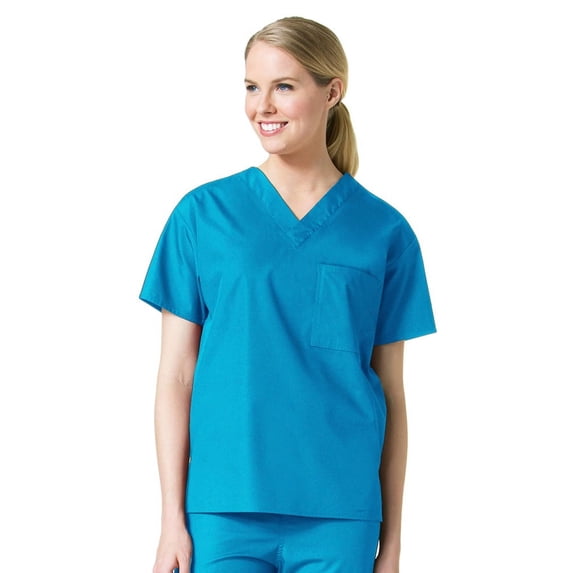 Core by Maevn Unisex V-Neck 1 Pocket Solid Scrub Top