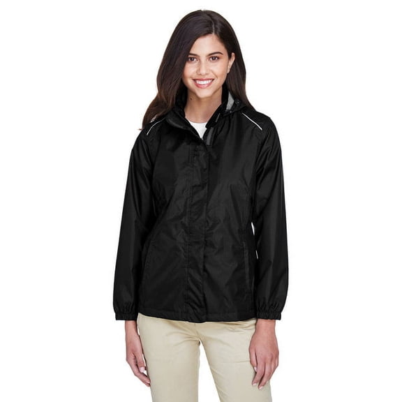 CORE365 78185 Women's Climate Seam-Sealed Lightweight Variegated Ripstop Jacket-Black-XS