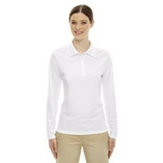 CORE365 78192 Womens Pinnacle Performance Long Sleeve Piqu  Polo-White-XL