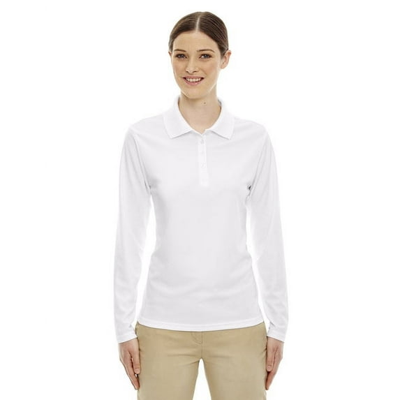 CORE365 78192 Women's Pinnacle Performance Long Sleeve Piqué Polo-White-2XL