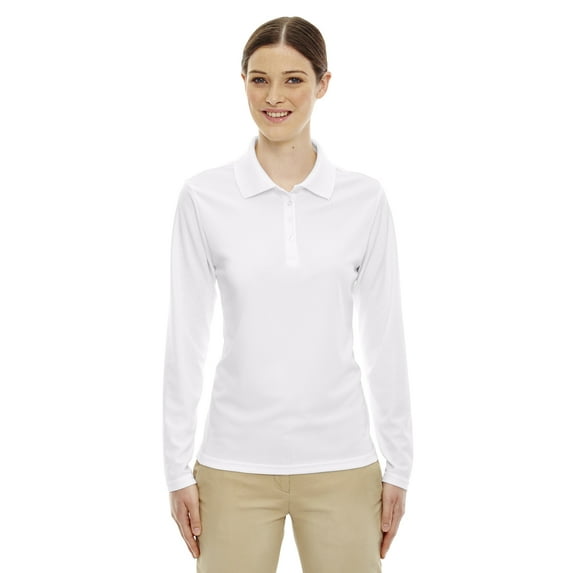CORE365 78192 Women's Pinnacle Performance Long Sleeve Piqué Polo-White-M