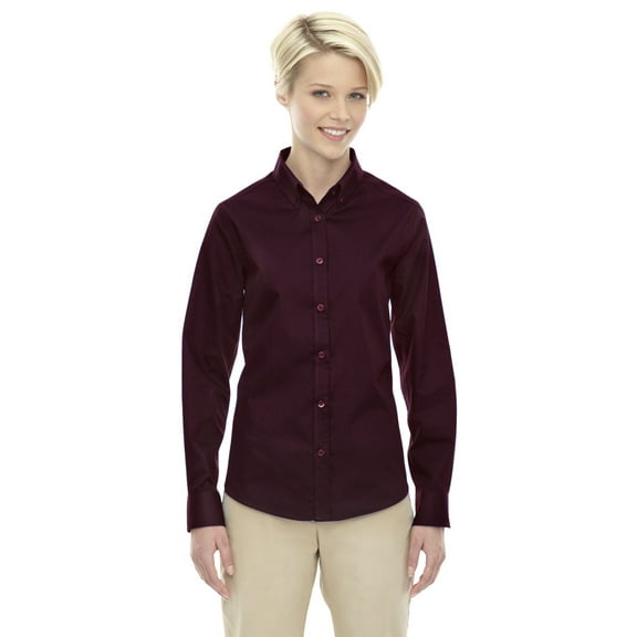 78193 Core 365 Ladies Operate Long-Sleeve Twill Shirt Burgundy M