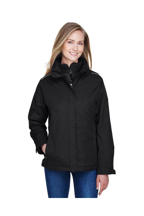 CORE365 78205 Women's 3-in-1 Jacket with Fleece Liner-Black-2XL