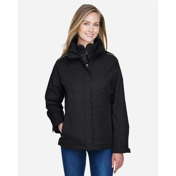 CORE365 78205 Women's 3-in-1 Jacket with Fleece Liner-Black-M