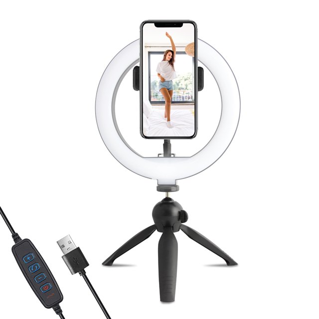 CoreAudio 8" LED Selfie Ring Light with Phone Stand, Desktop Tripod